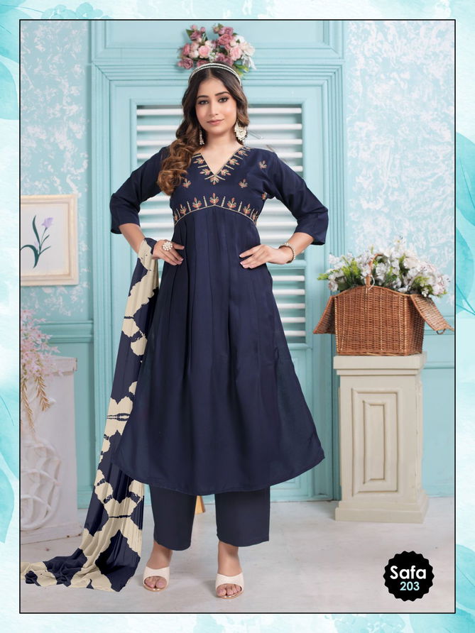 Safa Vol 1 By Ff Alia Cut Embroidery Kurti With Bottom Dupatta Wholesale rs In Mumbai
